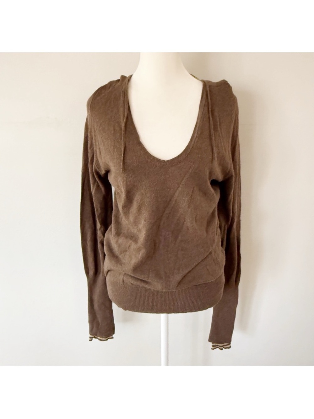 Vintage Women Y2K Cotton Hooded Sweater‎ Large Woodland Grunge Casual Crunchy